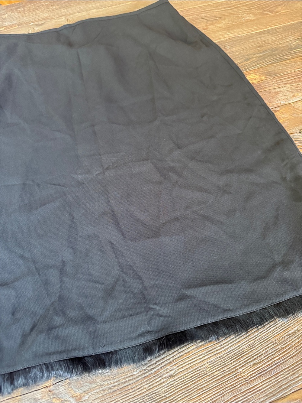 Grace Dane Lewis black acetate midi skirt real rabbit fur trim vintage 2000s 10